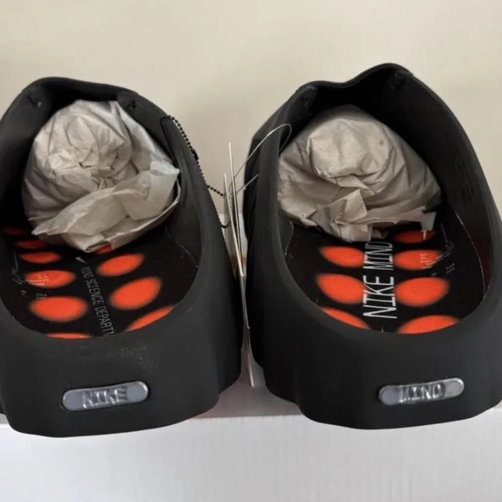 ***RUNS SMALL*** Men's Size 13 Nike Mind 001 Black Chrome Hyper Crimson Slides - Picture 3 of 6